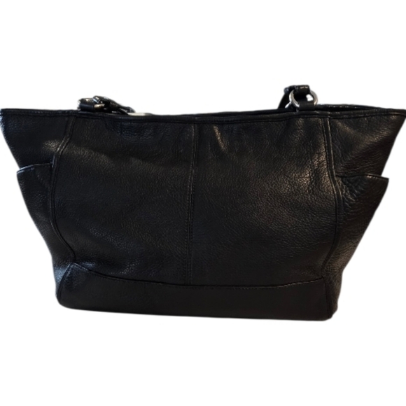 Coach Park Carrie Black  Pebbled Leather Tote Hand Bag Shoulder Bag# F29898 - Picture 4 of 16